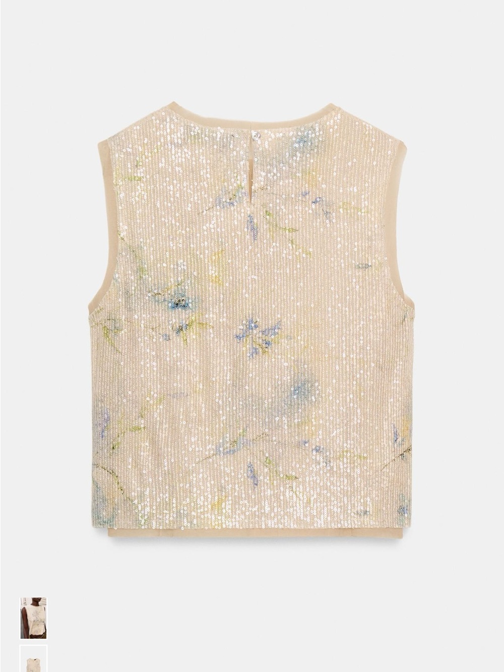NWT ZARA Sleeveless Sequin Embellished Floral Top - Cream